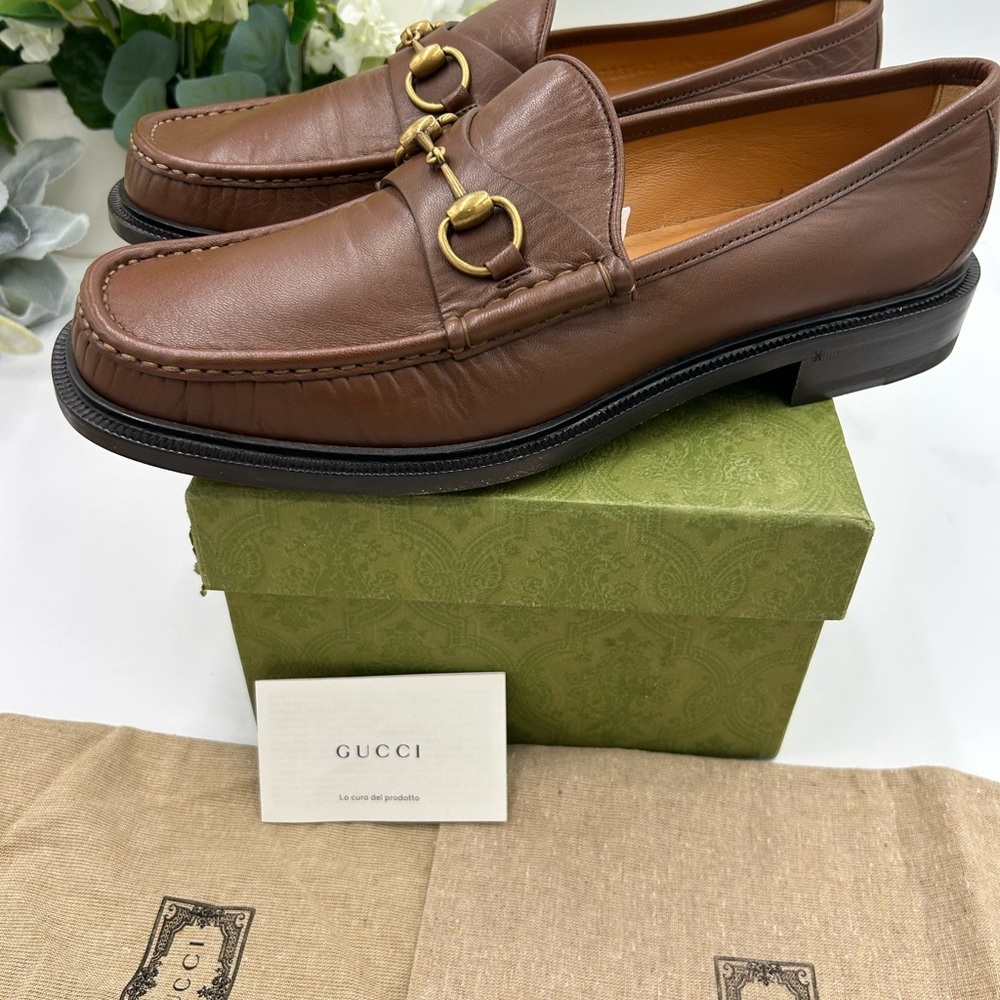Men's Gucci 1953 Leather horse bit loafers size 11.5 fits 12.5 US made in Italy - Picture 5 of 11